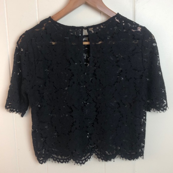 Forever 21 Black Floral Lace Crop Top - Picture 3 of 5